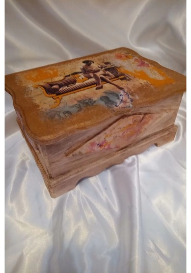 Sevgili Hediye Kutusu Sevgililer Günü Ahşap El İşi Hand Made Mücevher Kutusu Orta Boy