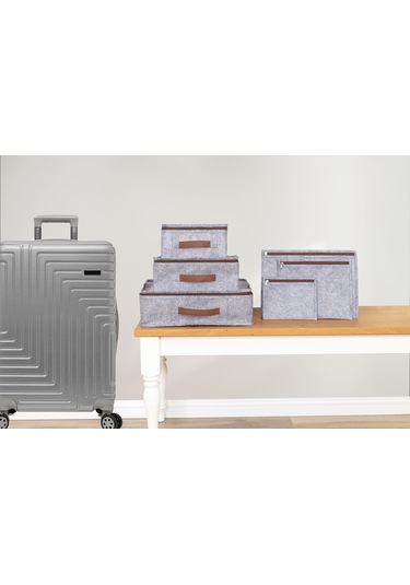 Derili Lüks Keçe 6 lı Bavul Organizer Seyahat Çantası 104522 GRİ