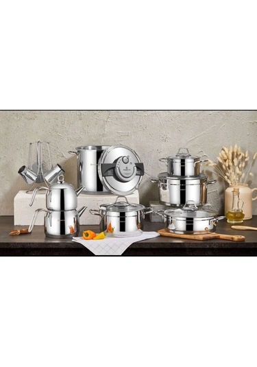 Remetta Anna Silver Çeyiz Seti Takımı 18 Prç Tencere Tava Gri