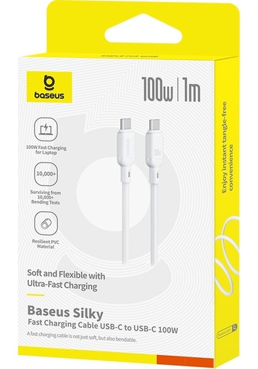 Baseus İpek Serisi 1m 100w Usb-c / Tip-c Tip-c Hızlı Şarj Kablosu Beyaz