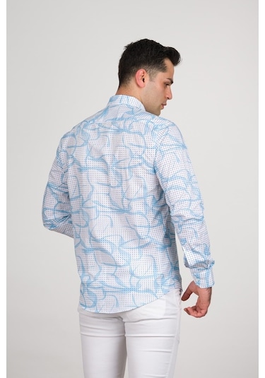 Ecer Regular Fit Desenli Pamuklu Uzun Kol Erkek Gömlek