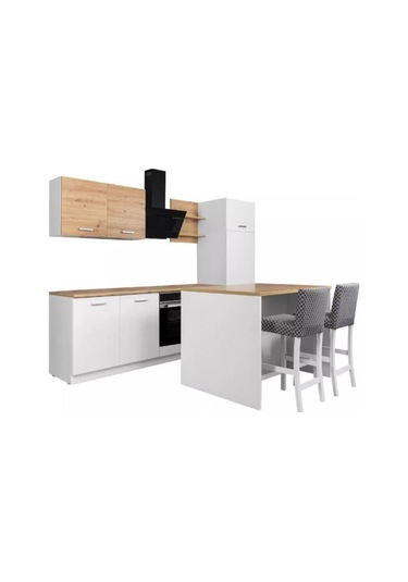 Bihter Mutfak Adası Alt Modül 100 Cm Beyaz Tezgah Dahil Beyaz