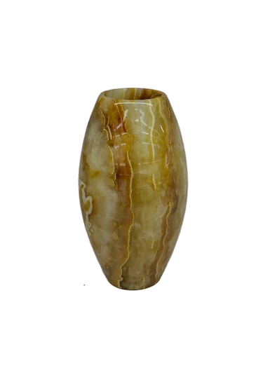 Oniks Taşı Oval Vazo - Damarlı Akik