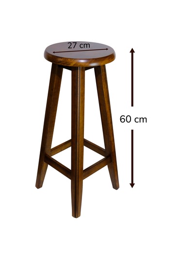 El Yapımı Doğal Ahşap Yuvarlak Tabure 60 Cm Şık Ve Dayanıklı Ceviz