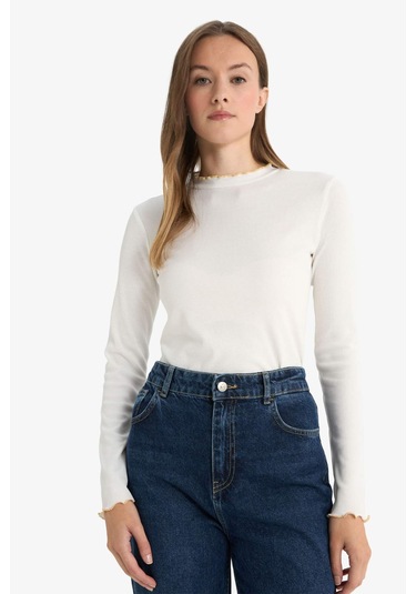 Defacto Fitilli Kaşkorse Uzun Kollu Tunik E9540ax25wner105 Ekru