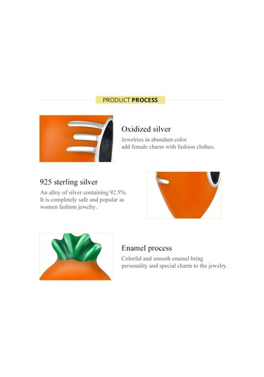 S925 Ayar Gümüş Sevimli Turp Havuç Boncuk Dıy Bilezik Kolye Aksesuarları Çok Renkli