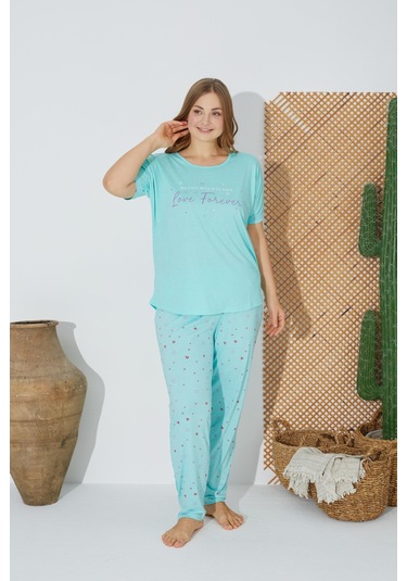 Estiva 24072 Büyük Beden Kadın Kısa Kollu Pijama Takım 001