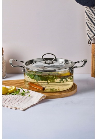 Perotti Cam Tencere 2,5 Lt Logan Silver 20x11 Cm 17644 Şeffaf