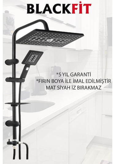 Siyah Robot Tepe Yağmurlama Duş Seti Tasarruflu Duş Başlığı Banyo Lavabo Mutfak Bataryası Siyah