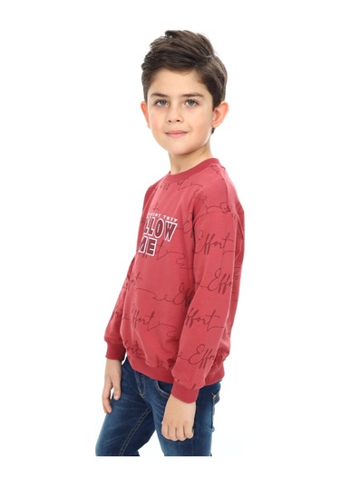 Toontoy Erkek Çocuk Follow Me Baskılı Sweatshirt Kiremit
