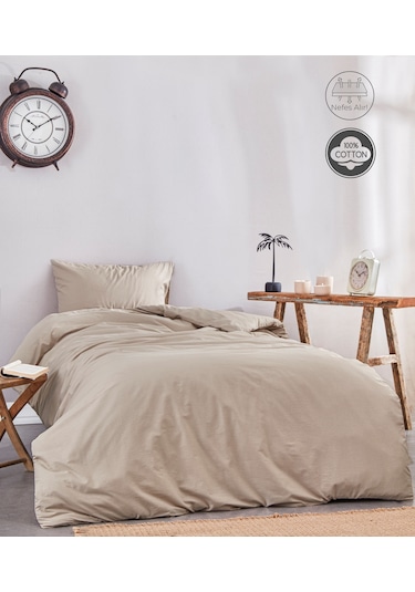 Soft Kahverengi %100 Pamuklu Tek Kişilik Nevresim Takımı