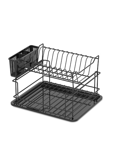 Teknotel İki Katlı Modüler Tabaklık Bulaşıklık Mat Siyah Kb010 Siyah