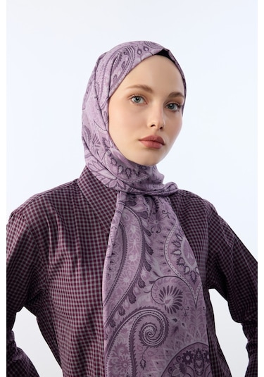 Mirsoy Scarf Mirayze Etnik Desen Şal Mor