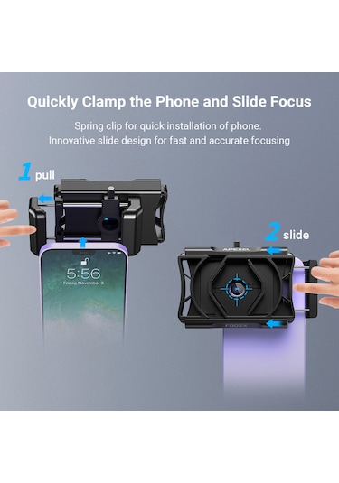 Yaozixa Apexel Apl-f002x Teleskop Telefon Bağlantısı: 23-50mm Gözlük Çapı, 66-95mm Telefon Genişliği, Bluetooth Şerit, Siyah Pa+gf Malzeme