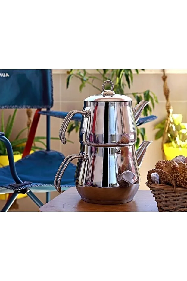 Aletta Büyük Boy Paslanmaz Çelik Çaydanlık Metal Kulp Aile Boy Kullanım Çelik