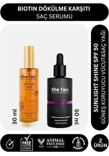 The Fair. Biotin Dökülme Karşıtı 50 Ml Saç Serumu Ve Shine Spf 50 Güneş Koruyucu Saç Yağı 30 Ml