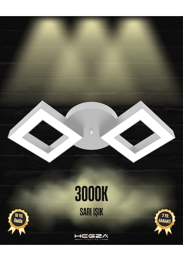 Alato Gri Kasa, Sarı Işık Modern Plafonyer Led Avize GRİ RENK