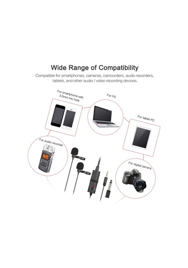 Çift Çok Yönlü Yaka Mikrofonu Yaka Clip-kondenser Mikrofon,siyah