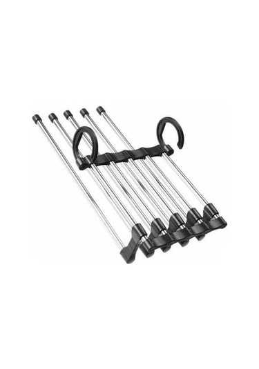 Pazly Katlanabilir Pantolon Askısı - Paslanmaz Çelik, Çok Katmanlı Siyah, Geniş Kullanım Alanı Siyah