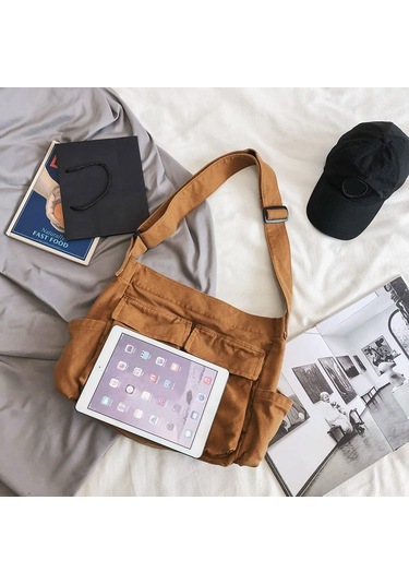 Kadınlar İçin Tuval Çapraz Çanta, Tuval Omuz Çantaları Estetik Haberci Çantası Y2k Satchel Çanta Hobo Tote Çanta Okul Seyahat Günlük Günlük Ordu Yeşili A340 Yeşil