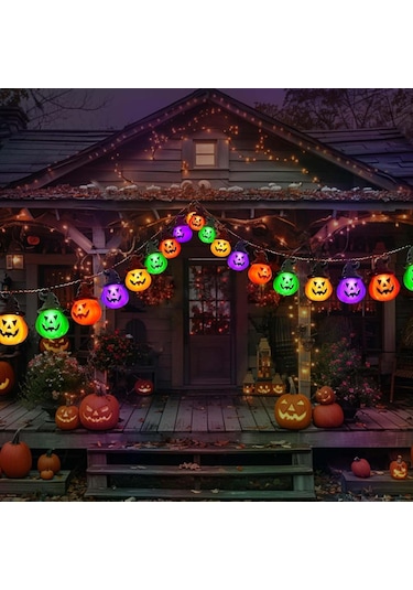 Alegre Cadılar Bayramı Işık Zinciri, Balkabağı, 4 Renkli Dekorasyon, 3 M, 20 Led, Cadılar Bayramı, Dekorasyon, Balkabağı, Işık Zinciri, Pil, Merhaba Çok Renkli