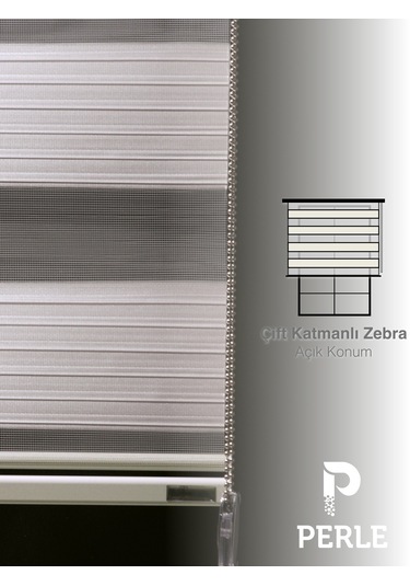 Br Perle Pliseli Ekru Renk Zebra Perde Yüksek Kalite Alüminyum Kasa Ekru
