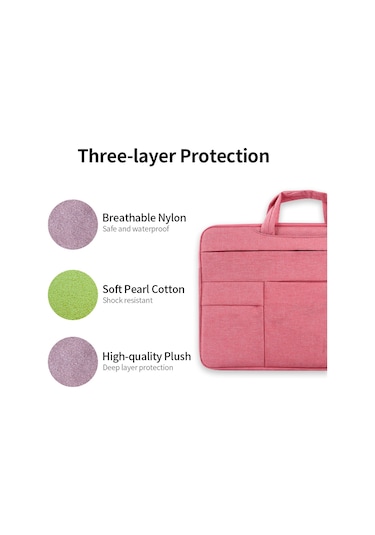 Neevoyu 15.6 İnç Pembe İş Laptop Çantası - Zıplayıcı Kapaklı, Yüngül Ve Şık Nylon İş Çantası Pembe