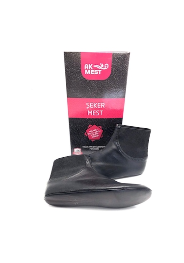 Derilax Hakiki Deri Soğuk Geçirmez Sıcak Astar Yumuşak Şeker Mest Siyah