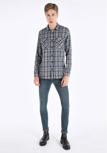 Colin's Colins Regular Fit Shirt Neck Ekoseli Erkek Mavi Uzun Kol Gömlek Cl1065946 Q1.v1 Ble Mavi