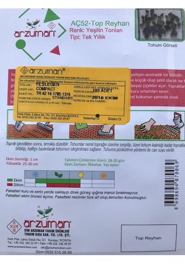 Arzuman Kokulu Top Fesleğen - Reyhan Tohumu 100 Adet