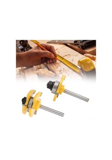 Youtek Ahşap, Mdf Ve Levha İçin 3 Dişli T-şekilli Freze Ucu Seti - 1/4" Saplı, Dayanıklı Allyuminyum Bıçaklı, 2 Adet