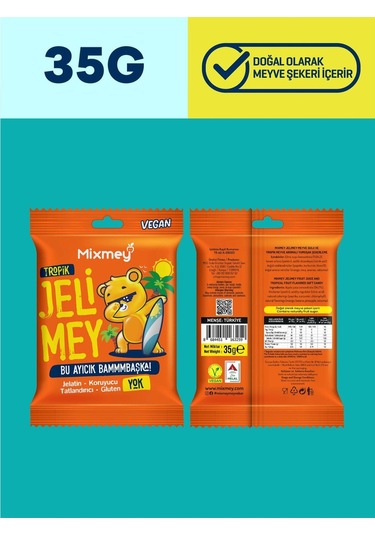 Mixmey Tropik Lezzet Paketi – 10 Adet | Tropik Meyve Bar Jelimey – Sağlıklı Atıştırmalıklar (10 ADET)