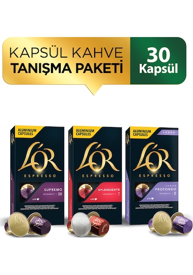 L'or Nespresso Uyumlu Kapsül L'or Supremo + L'or Splendente + L'or Lungo Kahve 3 x 10'lu