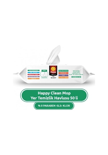 Happy Beyaz Sabun Kokulu Mop Yer Temizlik Havlusu 50'li