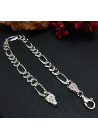 925 Ayar Gümüş Figaro Model Erkek Bileklik 7  Mm