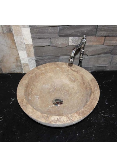 Noche Traverten Oval Dizayn Lavabo