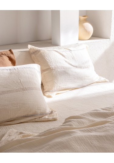 Madame Coco Breville Tek Kişilik Müslin İpliği Boyalı Lastikli Nevresim Takımı - Ekru/bej 8684427212158 Çok Renkli