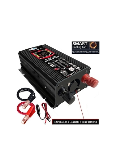 Besthome1 12v-220v 6000w Araç Güç Çevirici, Lcd Ekranlı, Çift Usb, Siyah