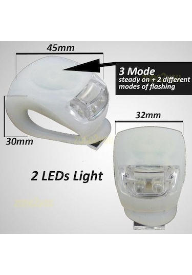 Bisiklet Silikonlu Işık Seti Far Stop + Pil Çok Renkli