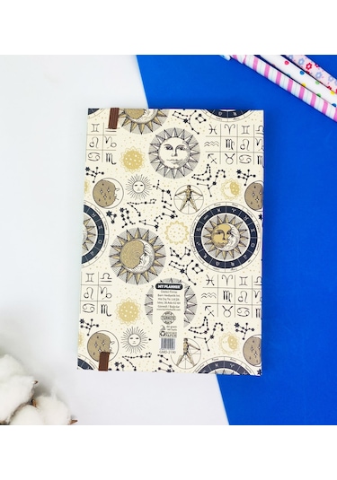 Tarot Ay Ve Güneş Tasarımlı Lastikli Defter