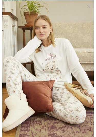 Aydoğan Kadın Bisiklet Yaka Termal Pijama Takımı 30013b- 1 Adet Beyaz