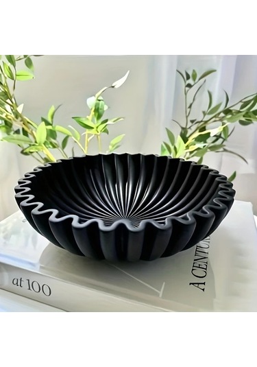 Maxaccess Büyük Dekoratif Beyaz Resin Fırfırlı Kase, 7.87x2.95 Inç, İç Ve Dış Mekan İçin Beyaz