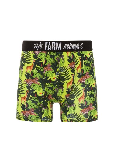 Farm Animals Tropical Desenli Boxer Yeşil