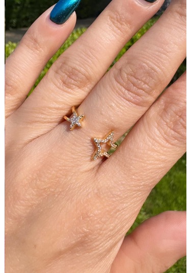 Çift Yıldız Ayarlanabilir Gold Yüzük