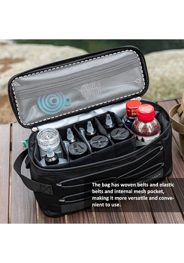Hikeman Açık Baharat Saklama Çantası Kamp Baharat Kavanozları Siyah