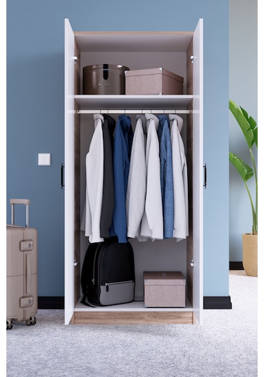 Abete-2 Kapılı Geniş Atlantik Çam/beyaz Gardırop