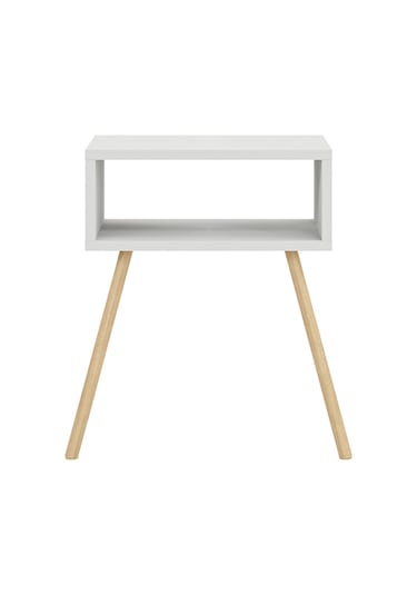 Ahşap Ayaklı Raflı Komodin Beyaz