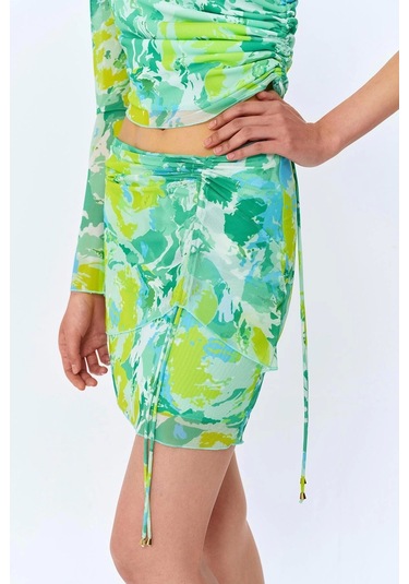 Olla Collection Desenli Tül Etek Mint Mint Yeşili