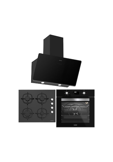 Silverline S2-BO6502B02 + CS5700C6B01 3457 Soho Siyah Ankastre Set