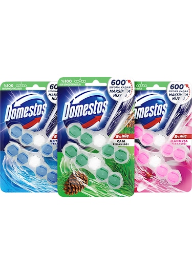 Domestos Okyanus + Çam + Manolya Wc Blok Tuvalet Bloğu 3'lü